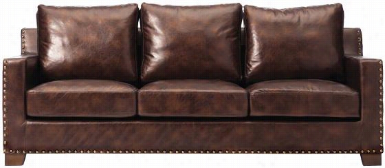 Garrison Sofa - 34.5""x82wx36.5"", Bonded Leather Brown