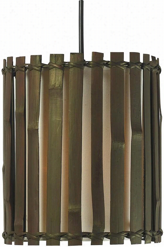 Grove 1-light Mini Pendatn - 9""hx8""diameter, Dark  Bamboo