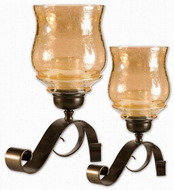 Joselyn Candle Holders - Set Of 2 - 14""hx10""w, Bronz