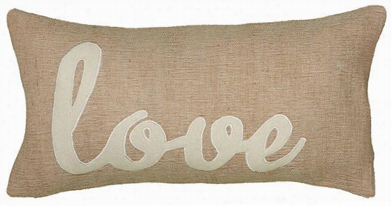 Love Pillow - 11""hx21""wx3"&quo;td, Beige