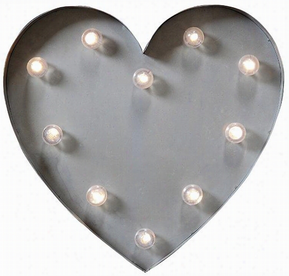 Marquee Light-u Heart - 14";"h1x3""wx2""d, Gray