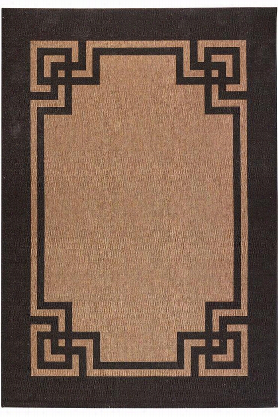 Martha Stewart Living Deco Frame A Ll-weather Rug - 6'7""x9'6"", Coffeee/black