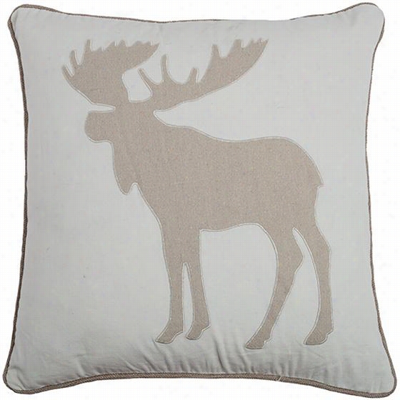 Moose Applique Pillow - 20"&quots;quarex4""d, Ivory