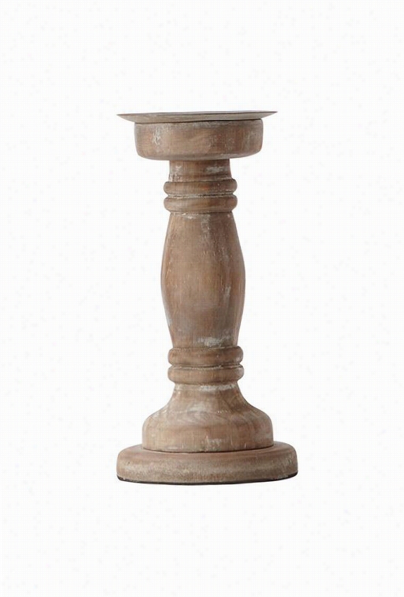 Natural Candle Holder - Small, Natural With White Wash