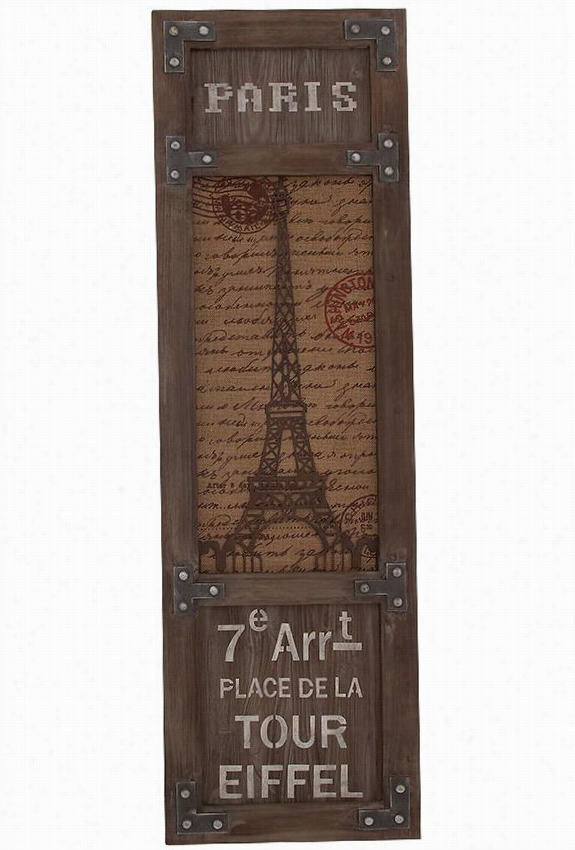 Place De La Tour Eiffel Plauqe - 51&quo T;&uqot;hx16""wx1""d, Brown