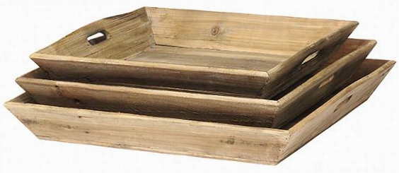 Reclaimed Wood Trays - Set Of 3 - Set Of Three, Rclaimed Wood