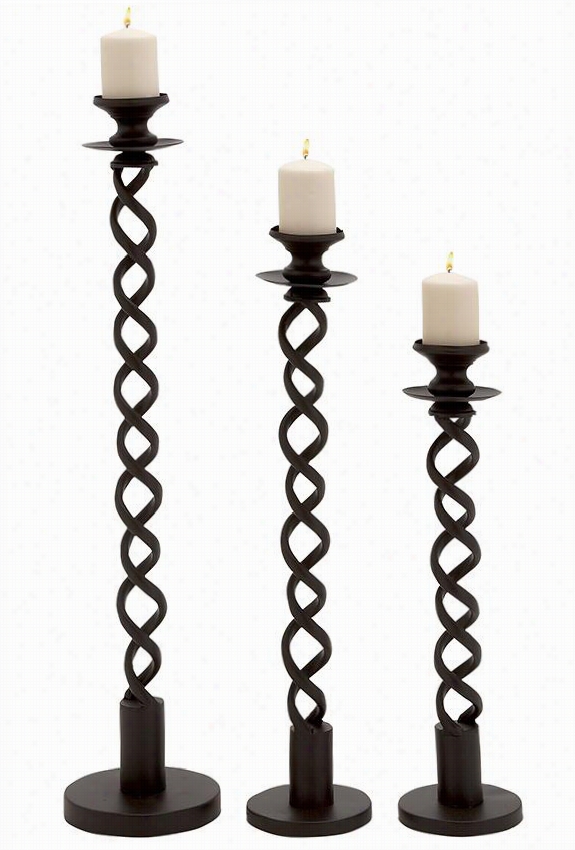 Renee Candle Holers - Set Of 3 - Set Of 3, Black