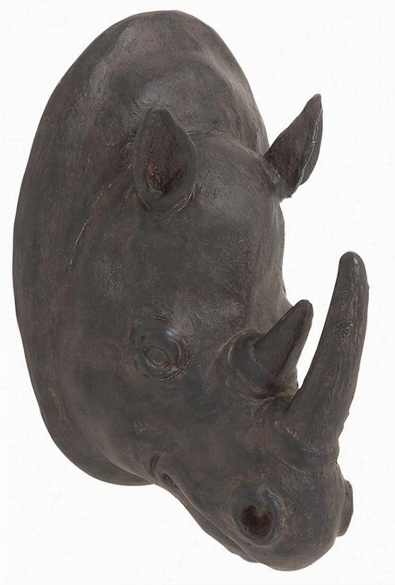 Rhino Head Wall Sculpture - 12&qot;"hx8""wx9""d, Black