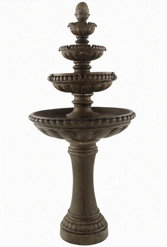 Rialto All-weather Outdoor Patio Fountain - 66h X 30""round, Tuscan Earth