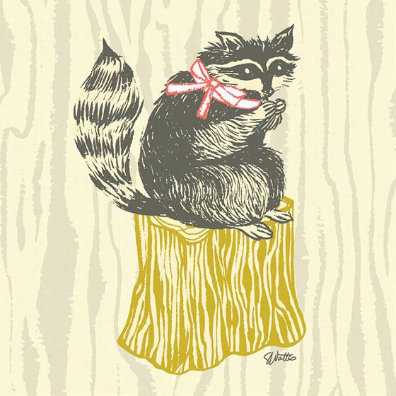 Ribbon Raccoon Wll Art - 14"&qyot;hx14""wx1.5""d, Sarah Watts