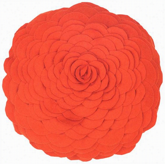 Round Flower Pillow - 14""round, Orange