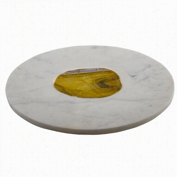 Round  Marble Serving Boa Rd - 0..5""hx11""diamet, White