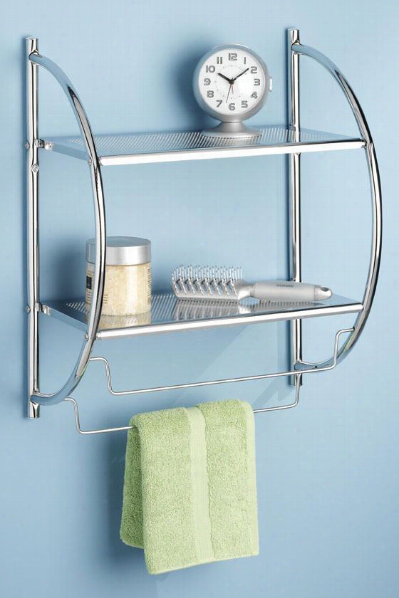 Shelves And Towel Rack - 22""hx18""wx10""d, Silver Chrome