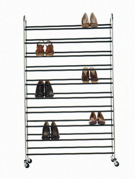 Shoe Tower - 50pr  60""hx36""w, Silver Chrome