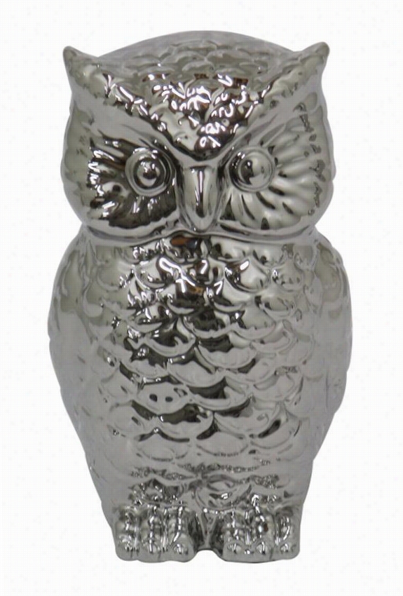 Silver Owl Statue - Medium, Silver