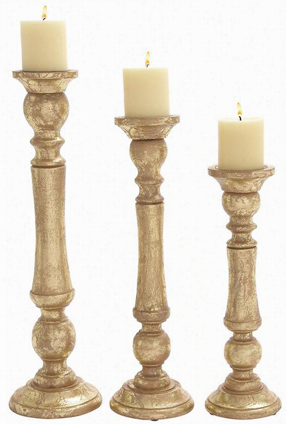 Val Hala Candle Holderd - Set Of 3 - Set Of 3, Gold