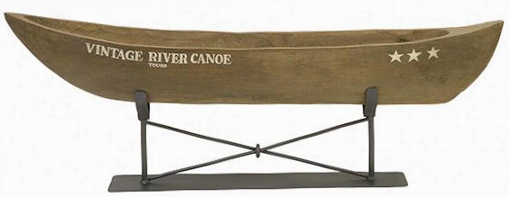 Vintage River Canoe - 10""hx29&uot;"wx6"& Quot;, Ivory