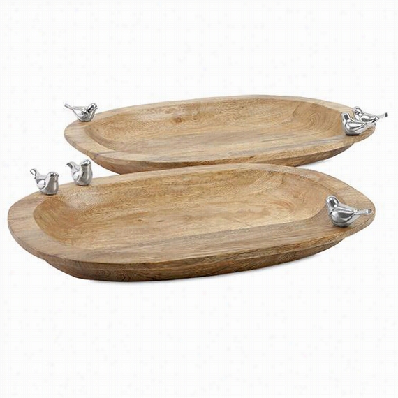 Vogel Wood Trays - Set Of 2 - Set Of 2, Ivory