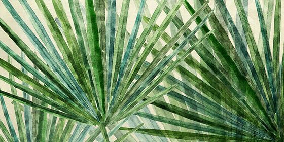 Watercolor Palms Wall Art - 18""hx3 6""wx1.5""d, Green