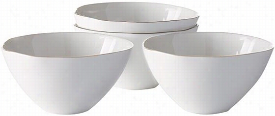 Abbesses Cereal Bowls - Set Of 4 - Set Of 4, White With Gold