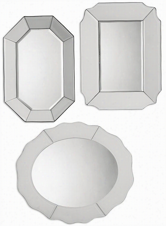 Bianco Mirrors - S Et Of 3 - Set Of 3, Clear With White