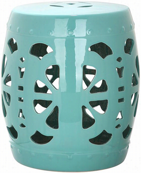 Blossom Garden Stool - 19""hx17""diameter, Turquoise