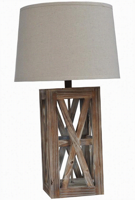 Caef Table Lamp-  29""hx8""diameter, Dark Wood With Grey Wash