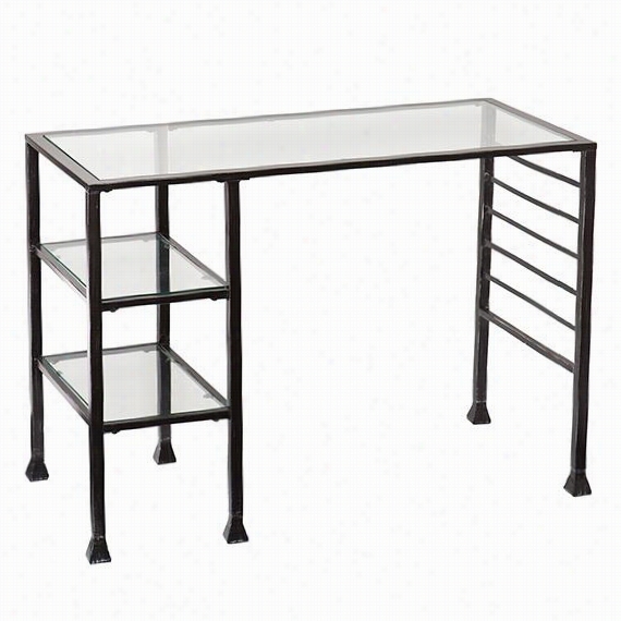 Carrollton Glass Writing Desk - 30""hx42"&qout;wx220""d, Black