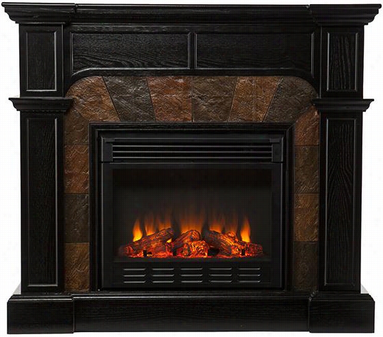 Catheri Ne Fausxlate Fireplace - Electric, Black