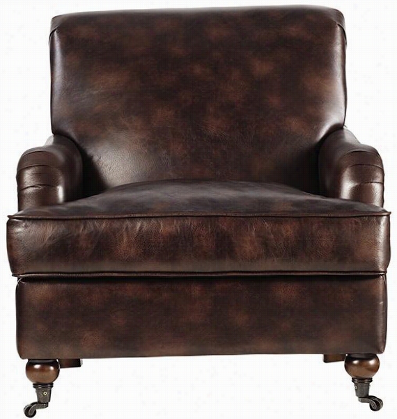 Charlles Armchair - 33""hx33""wx40""d, Bonded Leather  Brown