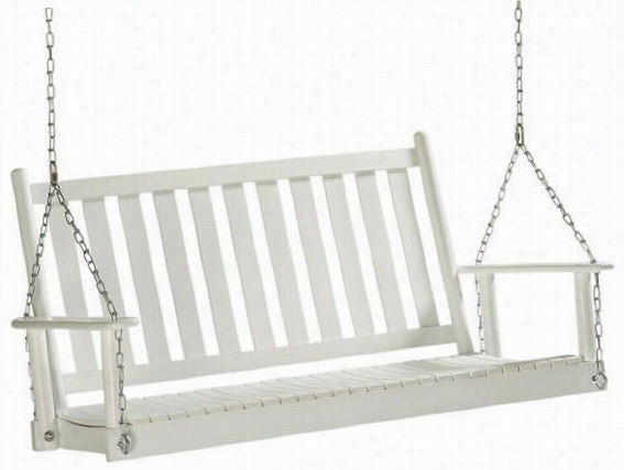 Classic Hanging Porch Swing - Slatted, White