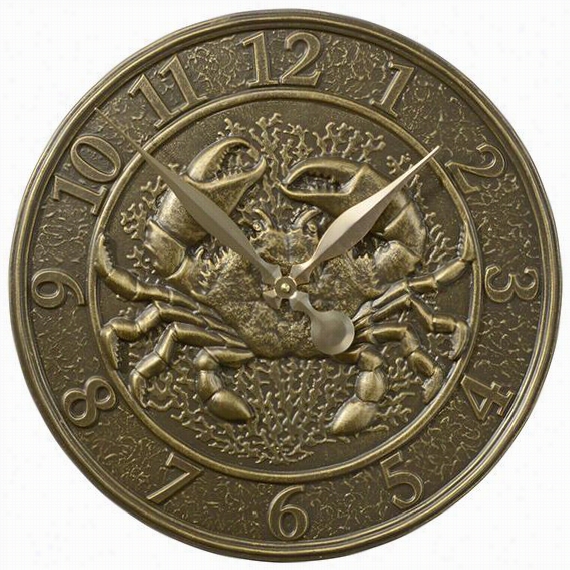 Crab 16"" All-weather Ooutdoor Patio Clock - 16""hx16&quoot;"wx1.25""d, Bronze