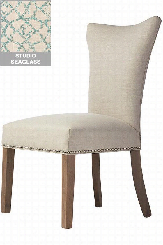 Custom Contemporaru Curved-back Parsons Chair - Chrome/ah Grey, Studio Seaglass