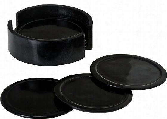 Ebony Soapstone Coasters - Set Of 6 - Sset Of 6, Black