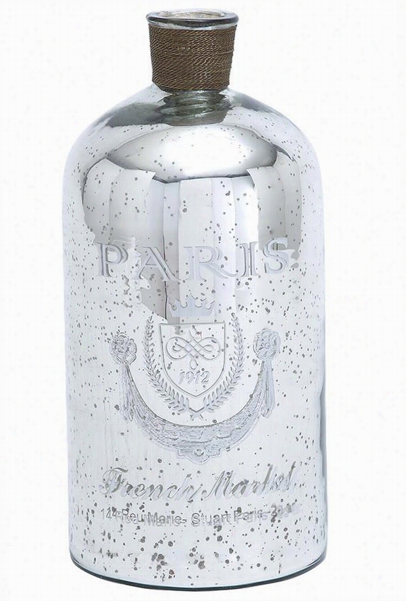 French Market Messenger Glass Bottle - 18qu&ot;"hx9""distance Through The Centre , Messenger Glass