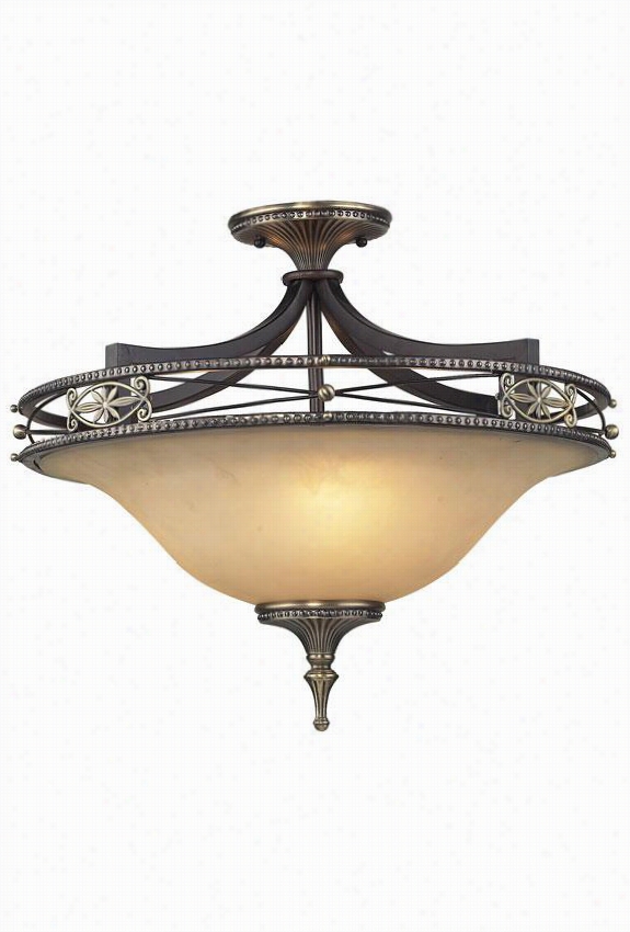 Hanover Semi-fluzh Mount - 3-light, Antique.rbeeze/dklumbr