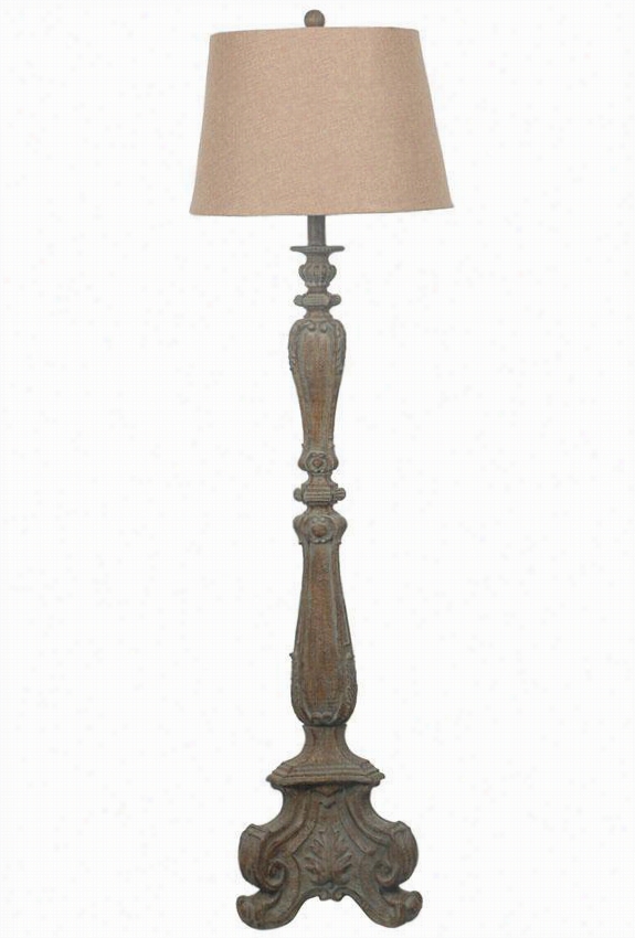 Hartford Floor Lamp - 63h X 18""round Belll Shade, Natura L Wood