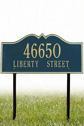 Hillsboro Two-line Estate Lawn Address Plaquee - Esrate/two Line, Navy Blue