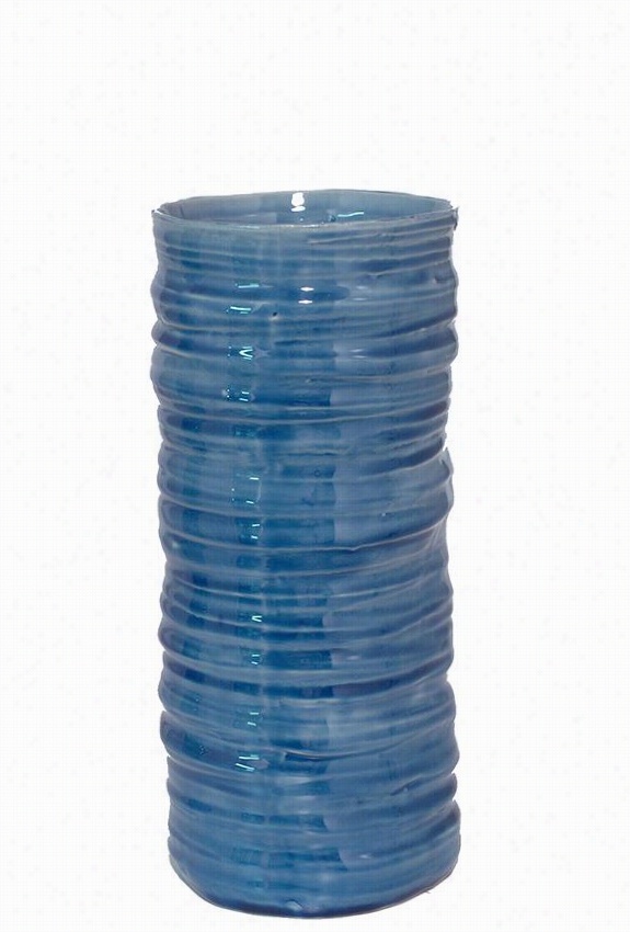 Hortence Ceramic Vase - Short, Blue