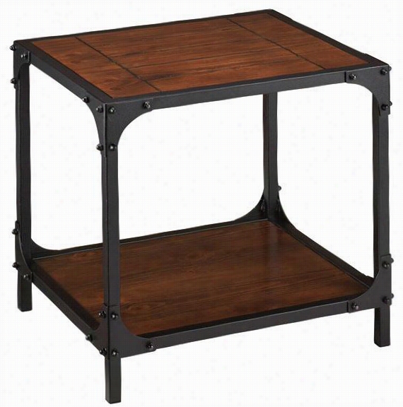 Industrial Empire Side End Table - 22""hx25""wx21"&quo;d, Black