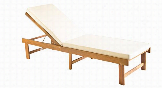 Inglewood All-weather Outdoor Patio Chaise - 30&qot;"hx27""wx75""l, Teak Finish & Beige Cushions