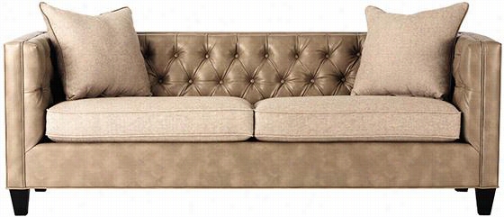 Lkewood Leather Tufted Sofa  -30""hx85""lx31""d, Ptty/lbsrn Flax