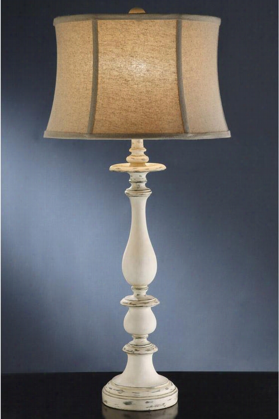 Lisane Table Lamp - 35h X 16""round Shade, Worn Grey/white