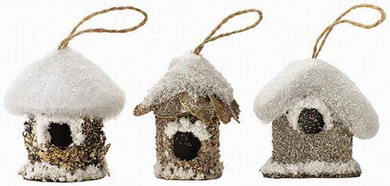 Martha Stewart Living Mini Birdhouses - Set Of 3 - Set Of Three, Bark