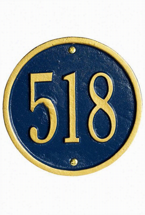 One-line Petite Roynd Wall Address Plaque - One-line, Navy Blue