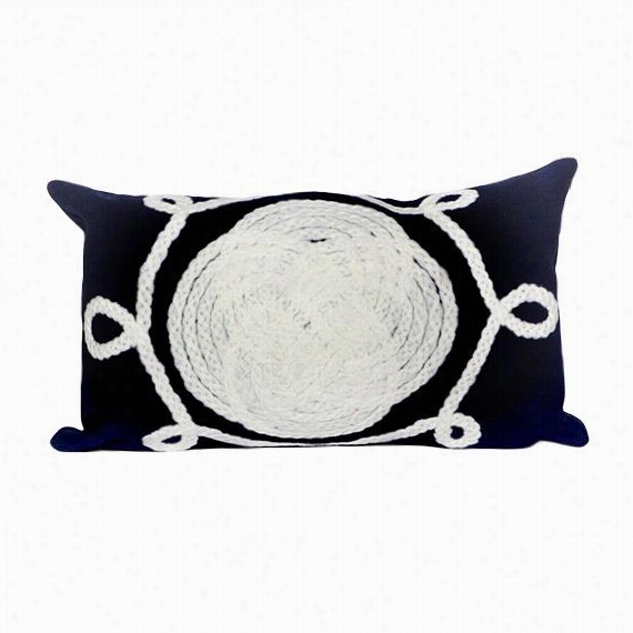 Ornamental Knot All-weather Outdoor Patio Pillow - 12""hx20""w, Navy Blue