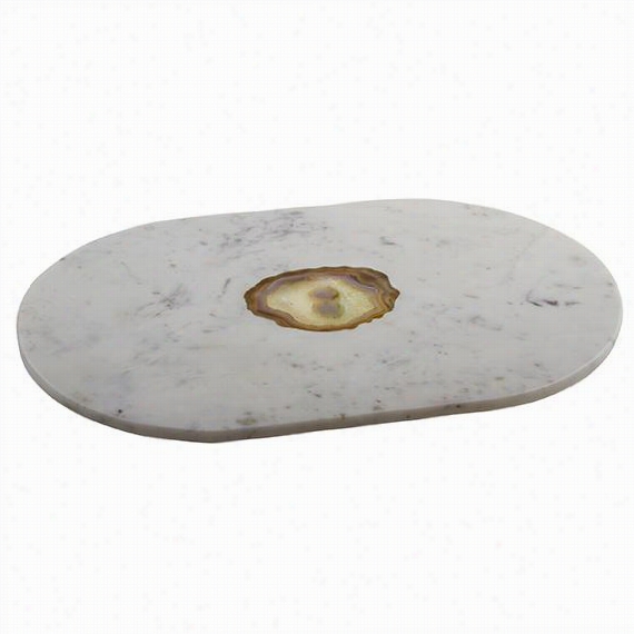 Oval Marble Serving Board - 0.5&uot;"hx10.5""wx16""d, Happy