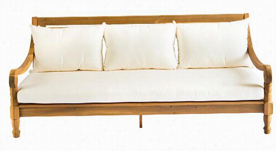 Pasadena All-weather Otudoor Patio Daybed - 27""hx72""wx40"&quoot;d, Teak Finish & Beige Cushions