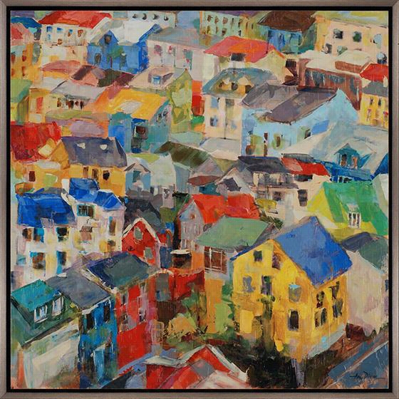 Reykjavik Rooftops Wall Art -- 37""squarexx3""d, Any Dixon