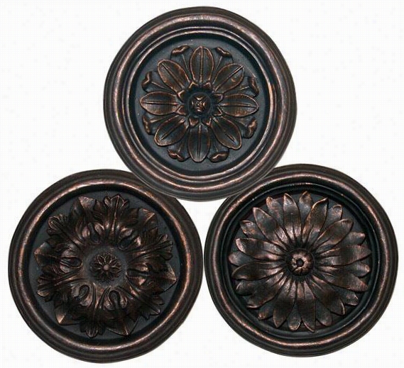 Rondell Medallion Plaque - Set Of 3 - Set Of Three, Bronze